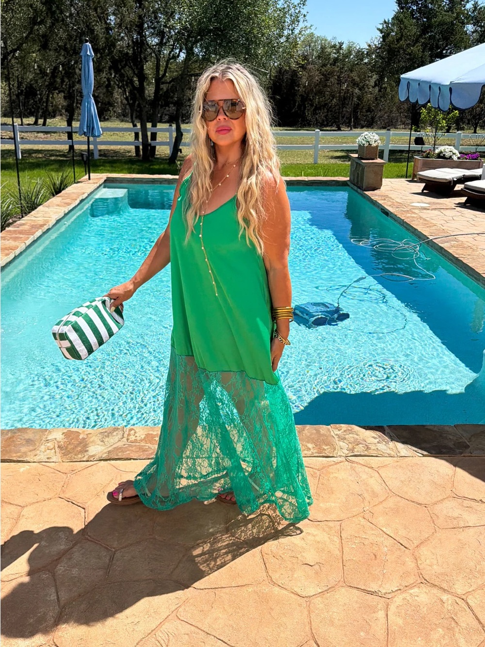 Blakeley Summer Nights Satin Dress in Green in 1X